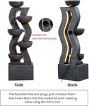 52.8" Modern Geometric Outdoor Water Fountain with LED Lights