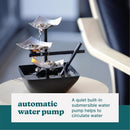 Tabletop Water Fountain with Light, 3-Tier Waterfall & River Rocks