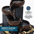 Tabletop Water Fountain with LED Lights, River Rocks & Zen Decor