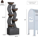 52.8" Modern Geometric Outdoor Water Fountain with LED Lights