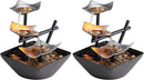 Tabletop Water Fountain with Light, 3-Tier Waterfall & River Rocks