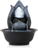 Indoor Tabletop Water Fountain with LED Crystal Ball & Quiet Pump