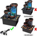 Small Indoor Tabletop Water Fountain with LED Light & Natural Rocks