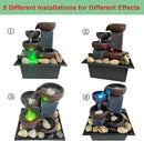 Small Indoor Tabletop Water Fountain with LED Light & Natural Rocks