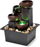 Tabletop Water Fountain with LED Lights, River Rocks & Zen Decor