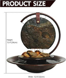Indoor Tabletop Moon Waterfall Fountain with LED Light & Natural Slate