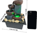Small Indoor Tabletop Water Fountain with LED Light & Natural Rocks