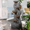 52.8" Modern Geometric Outdoor Water Fountain with LED Lights