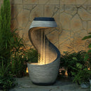 37" S-Shaped Outdoor Water Fountain with Flat Top & Adjustable Pump