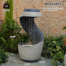 37" S-Shaped Outdoor Water Fountain with Flat Top & Adjustable Pump
