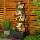 52.8" Modern Geometric Outdoor Water Fountain with LED Lights