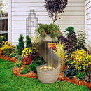 37" S-Shaped Outdoor Water Fountain with Flat Top & Adjustable Pump