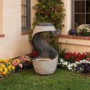 37" S-Shaped Outdoor Water Fountain with Flat Top & Adjustable Pump