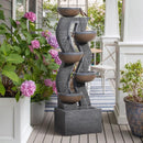 52.8" Modern Geometric Outdoor Water Fountain with LED Lights
