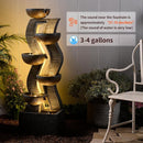 52.8" Modern Geometric Outdoor Water Fountain with LED Lights