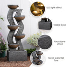 52.8" Modern Geometric Outdoor Water Fountain with LED Lights