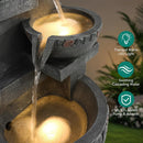 4-Tier Outdoor Water Fountain with Pebbles & Warm LED Lights, 33"