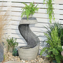 37" S-Shaped Outdoor Water Fountain with Flat Top & Adjustable Pump